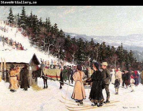 Gustav Wentzel Painting Skirenn i Fjelkenbakken